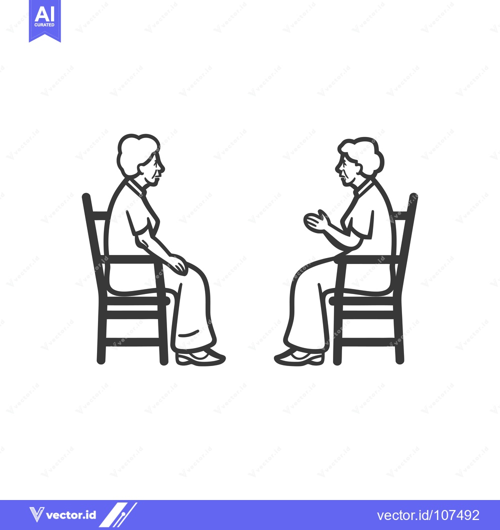 Premium Vector of Two elderly women sitting on chairs facing each other