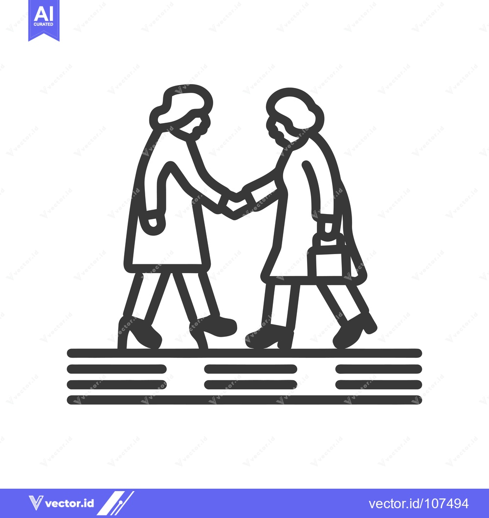 Premium Vector dari Two Elderly Women Walking Hand-in-Hand and Shaking Hands