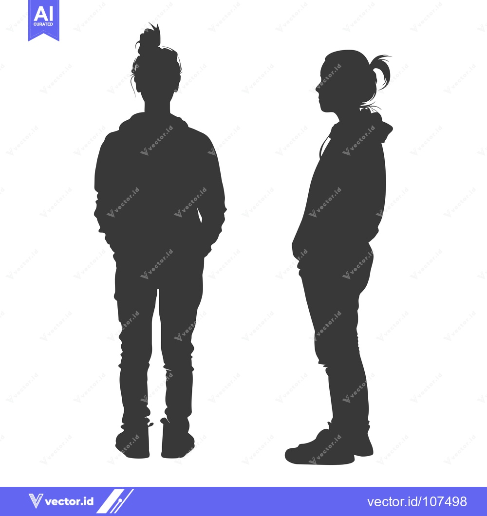 Premium Vector dari Two Female Silhouettes Standing Back to Back