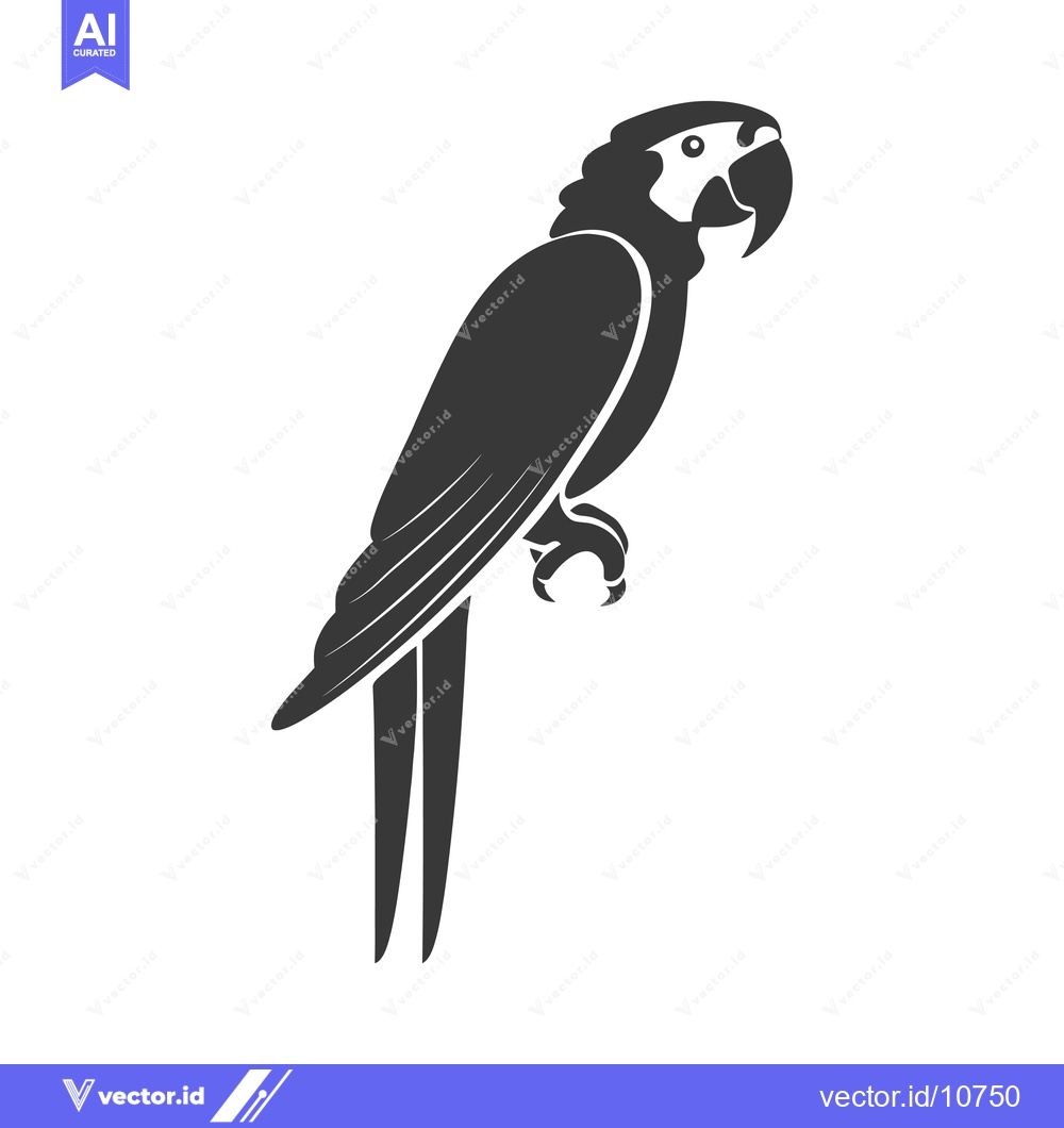 Premium Vector dari A Black and White Silhouette of a Parrot