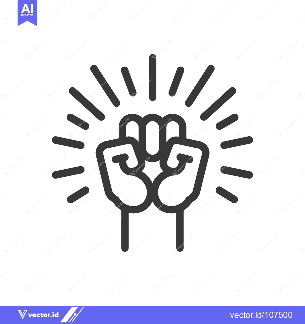 Premium Vector of Two Fists Raised in the Air Surrounded by Radiating Lines