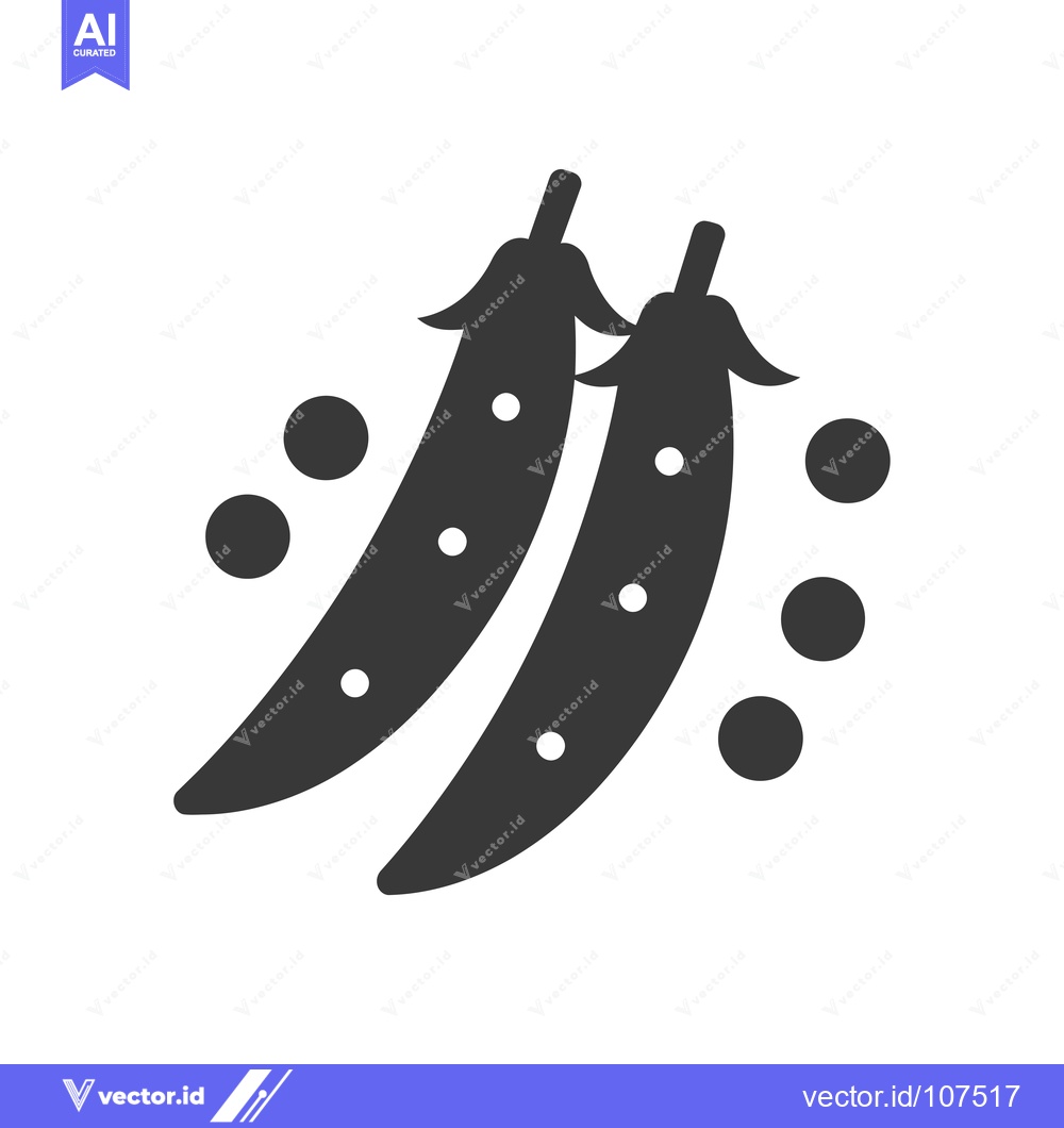 Premium Vector of Two Green Pea Pods and Scattered Peas