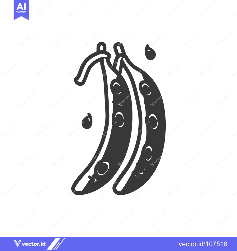 Premium Vector dari Two Green Pea Pods with Seeds and Water Droplets