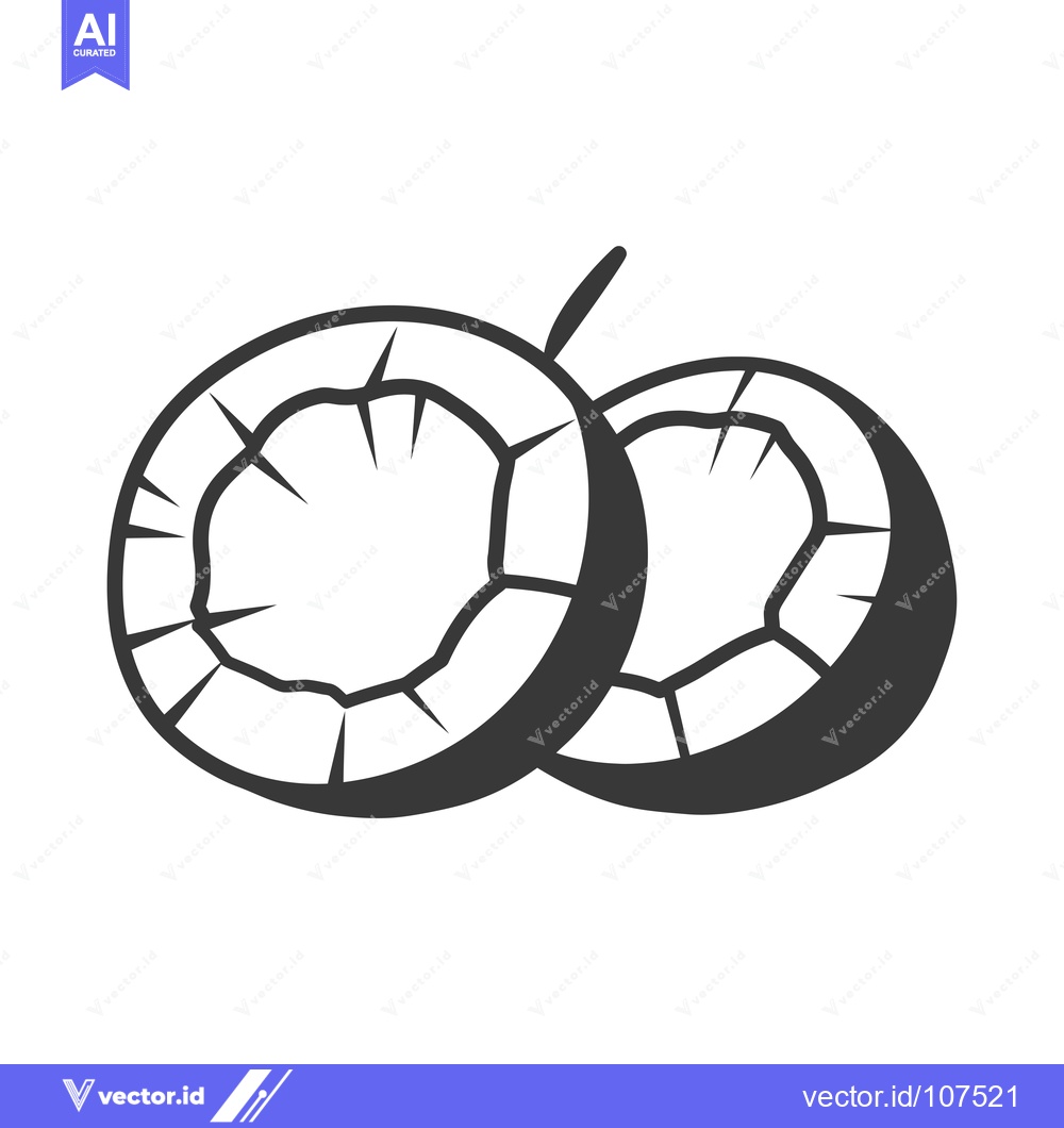 Premium Vector dari Two Halves of a Coconut in a Black and White Outline