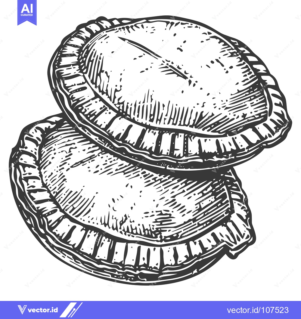 Premium Vector of Two Hand-Drawn Black and White Empanadas