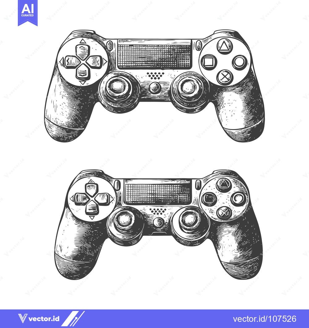 Premium Vector dari Two Hand Drawn Sketches of a Video Game Controller