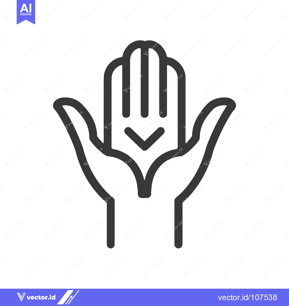 Premium Vector of Two hands cupping a downward-pointing arrow