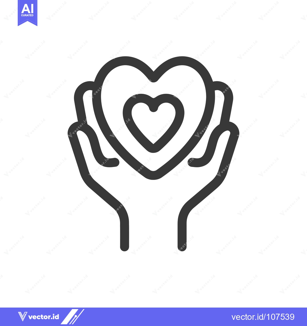Premium Vector dari Two hands cupping a heart with another smaller heart inside