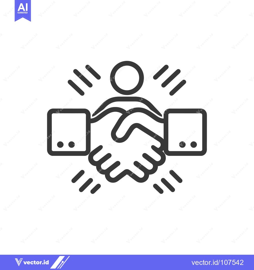Premium Vector dari Two Handshake Illustration with Person Icon in Center