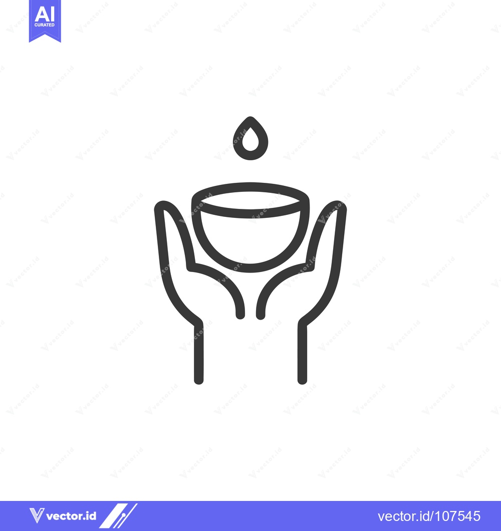 Premium Vector dari Two Hands Holding a Bowl with a Water Drop Above