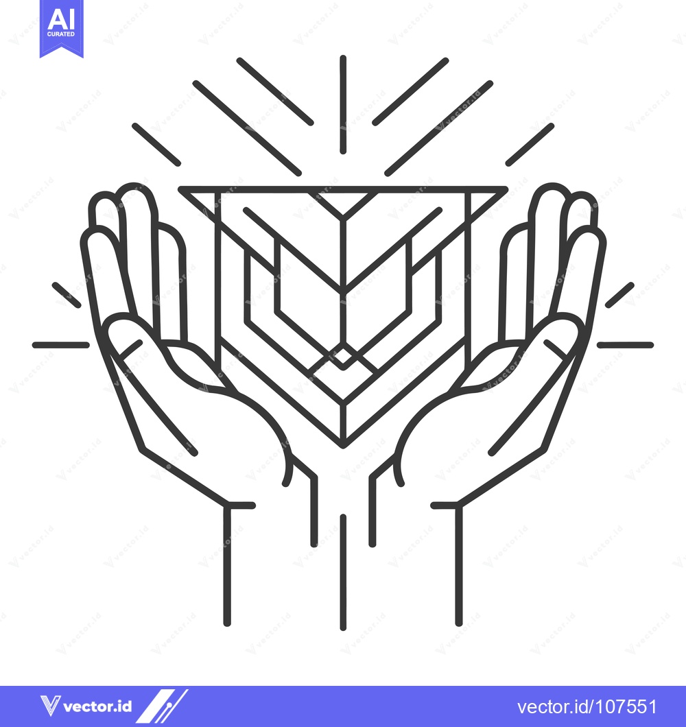 Premium Vector dari Two Hands Holding a Geometric Shape with Rays of Light Above