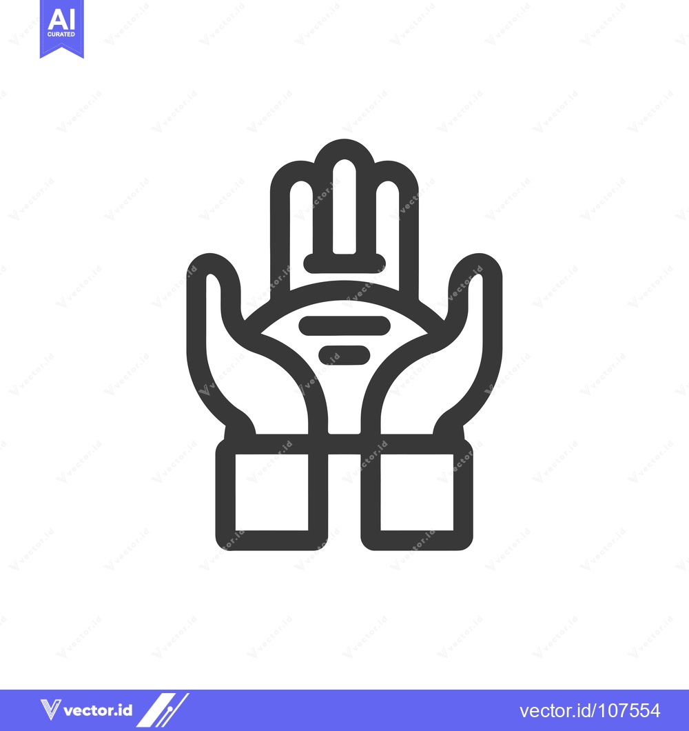 Premium Vector dari Two Hands Holding a Half-Circle with Lines