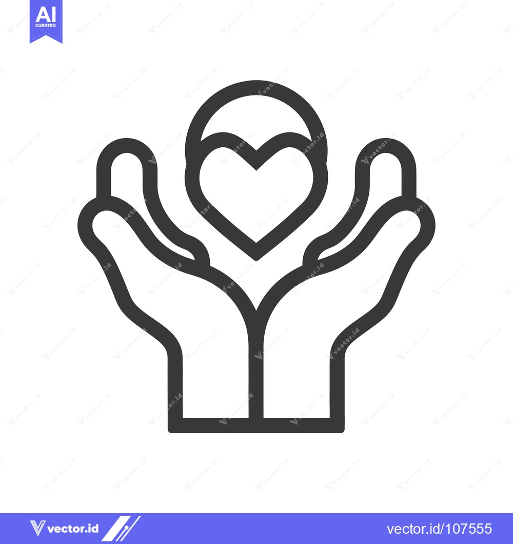 Premium Vector of Two hands holding a heart icon