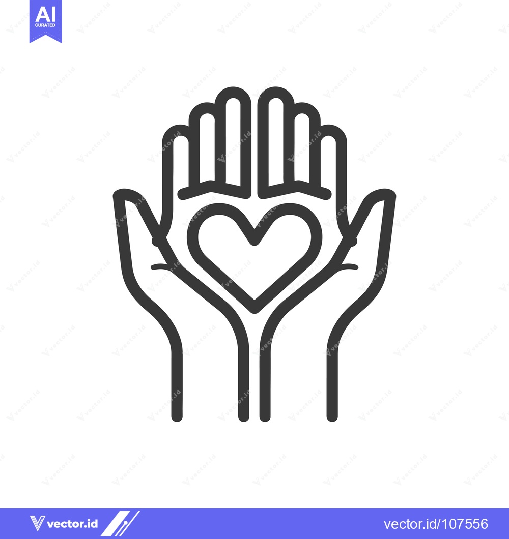 Premium Vector dari Two Hands Holding a Heart in the Center