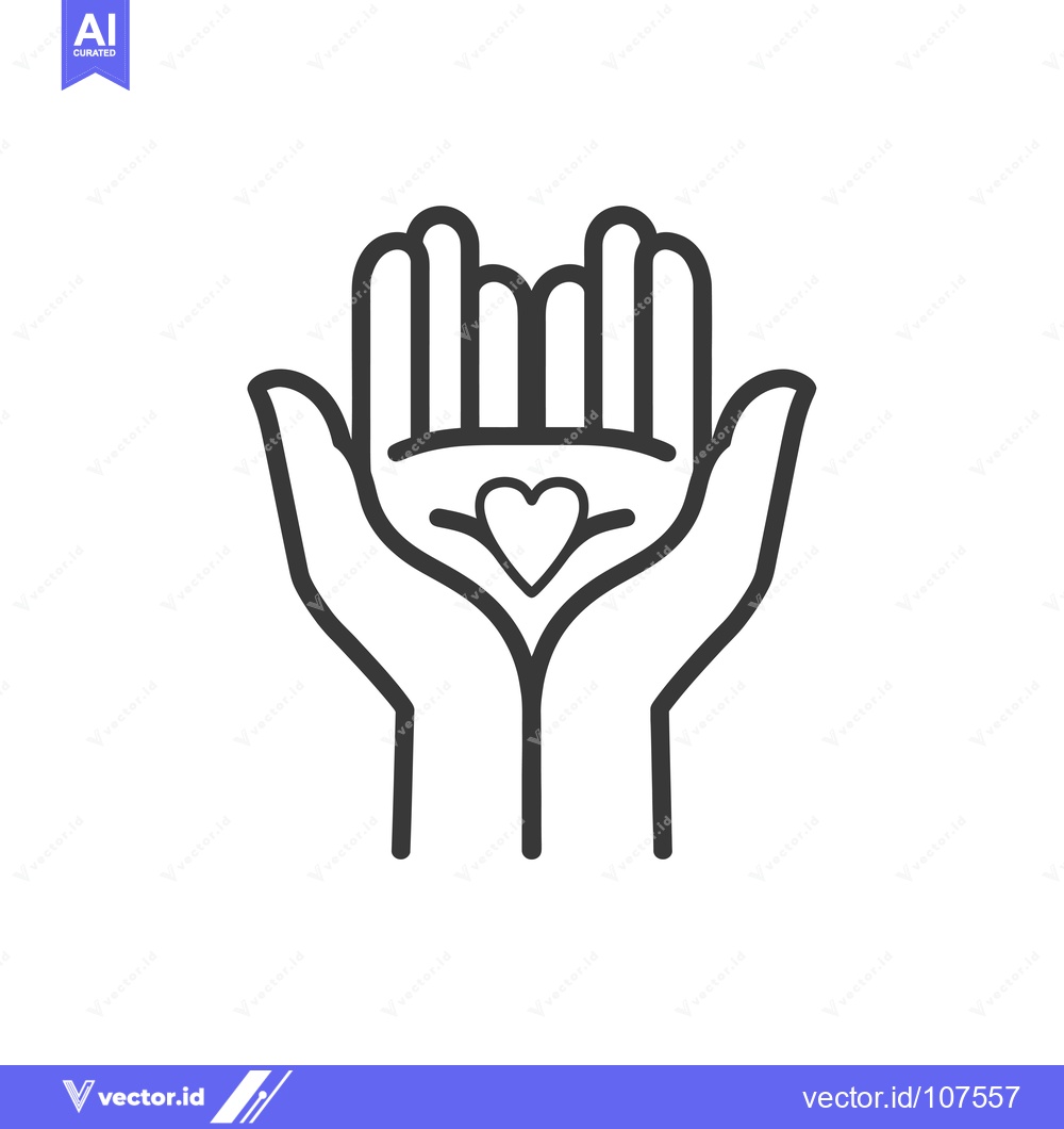 Premium Vector dari Two Hands Holding a Heart in the Palm