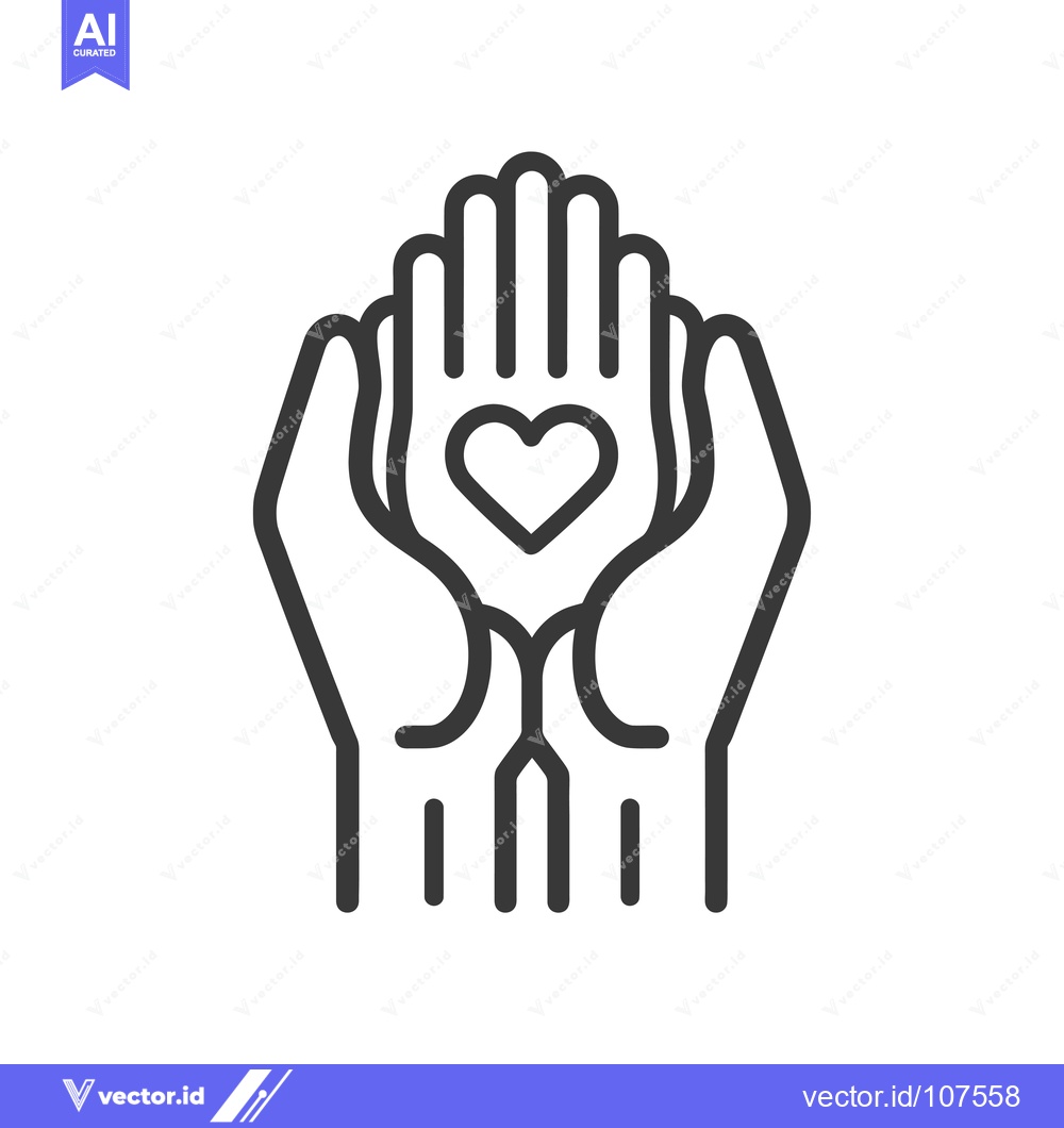 Premium Vector of Two Hands Holding a Heart in the Palm