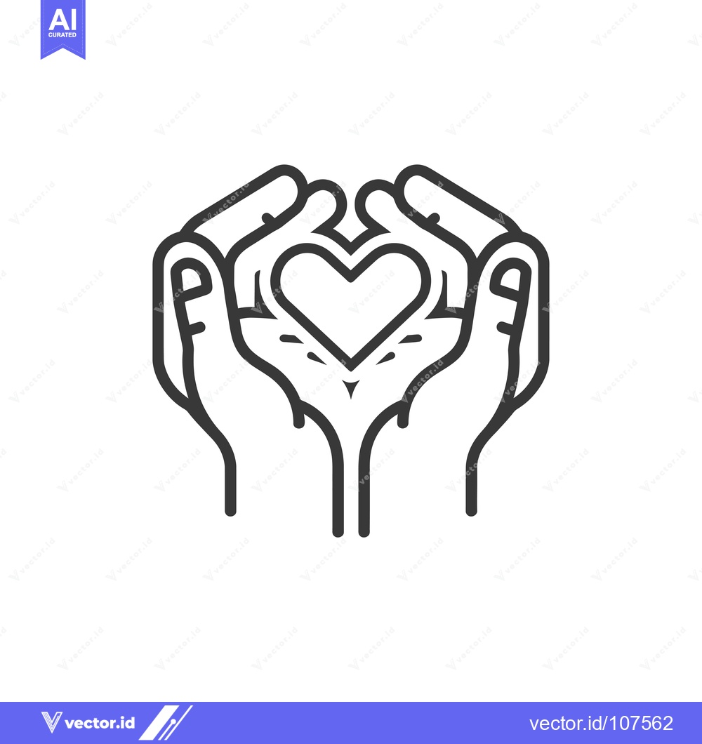 Premium Vector of Two Hands Holding a Heart Shape in the Palm