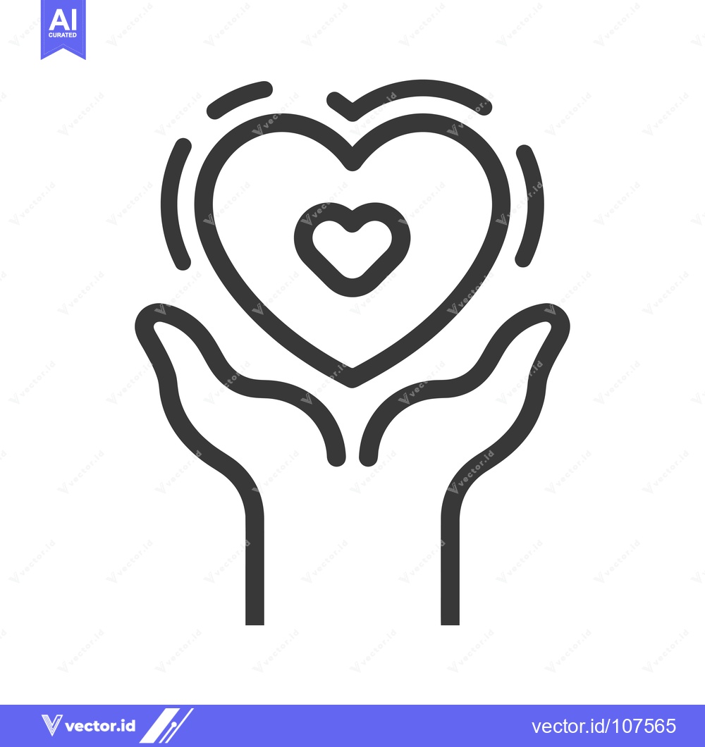 Premium Vector dari Two hands holding a heart with another heart inside