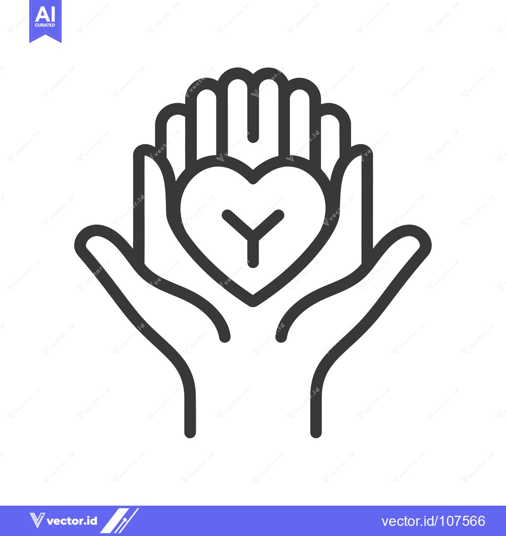 Premium Vector dari Two Hands Holding a Heart with a Y Inside