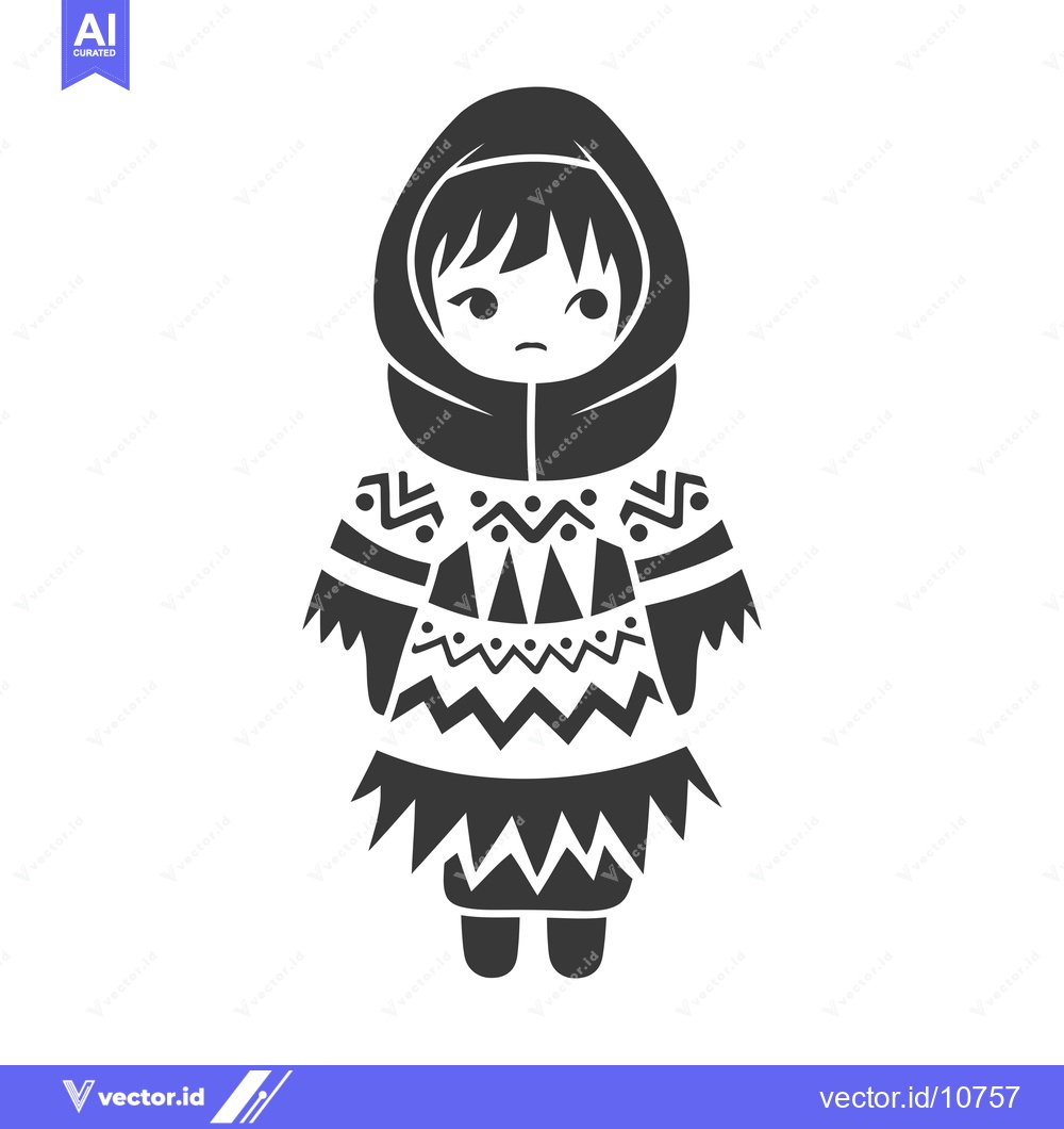 Premium Vector of A Black and White Silhouette of a Person Wearing a Hooded Garment with