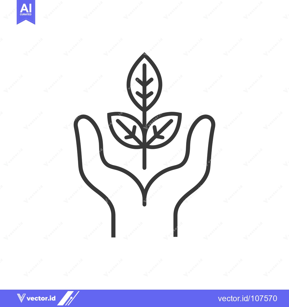 Premium Vector dari Two Hands Holding a Plant with Three Leaves