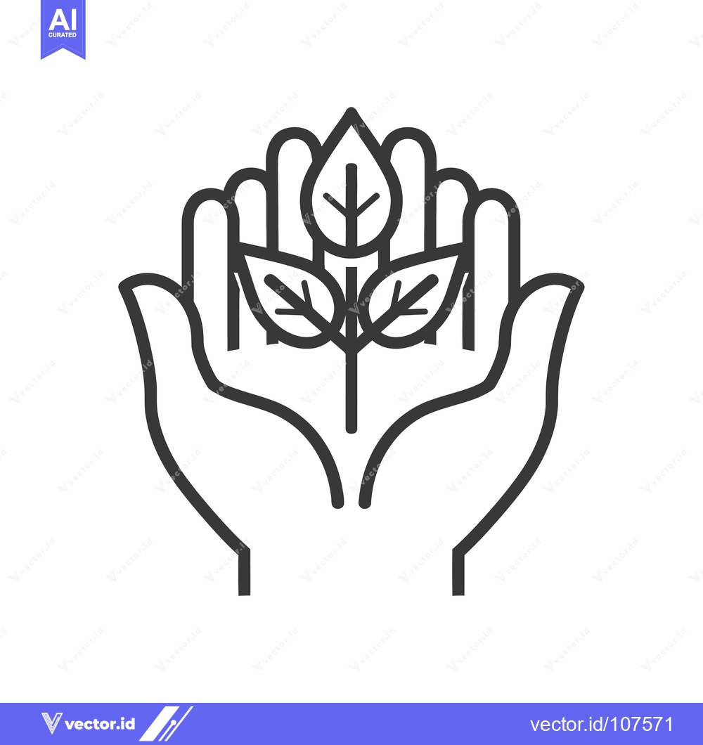 Premium Vector dari Two Hands Holding a Plant with Three Leaves