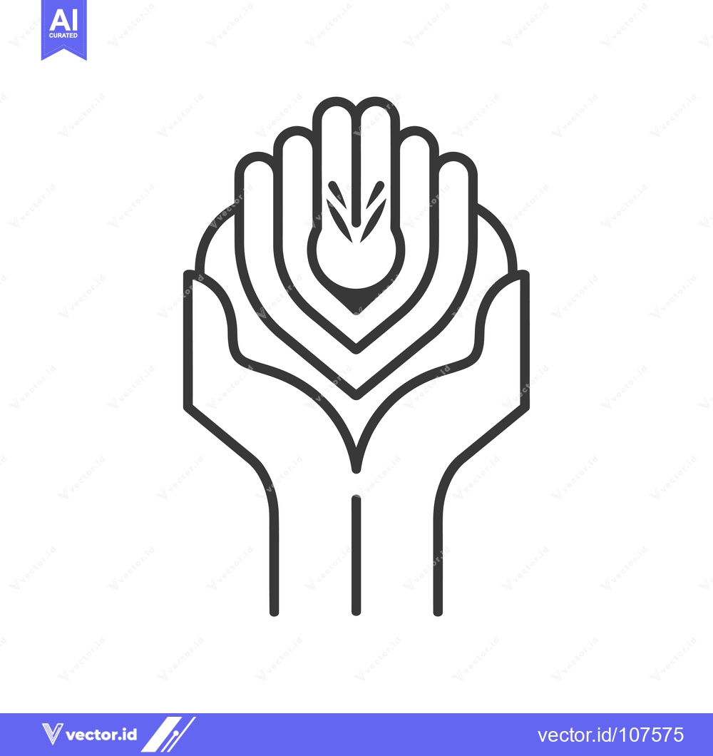 Premium Vector dari Two Hands Holding a Single Plant Sprout
