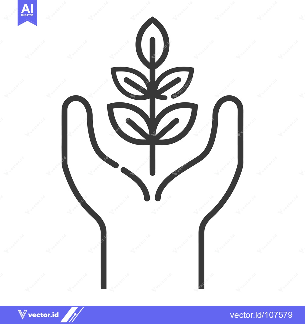 Premium Vector dari Two Hands Holding a Small Plant with Five Leaves