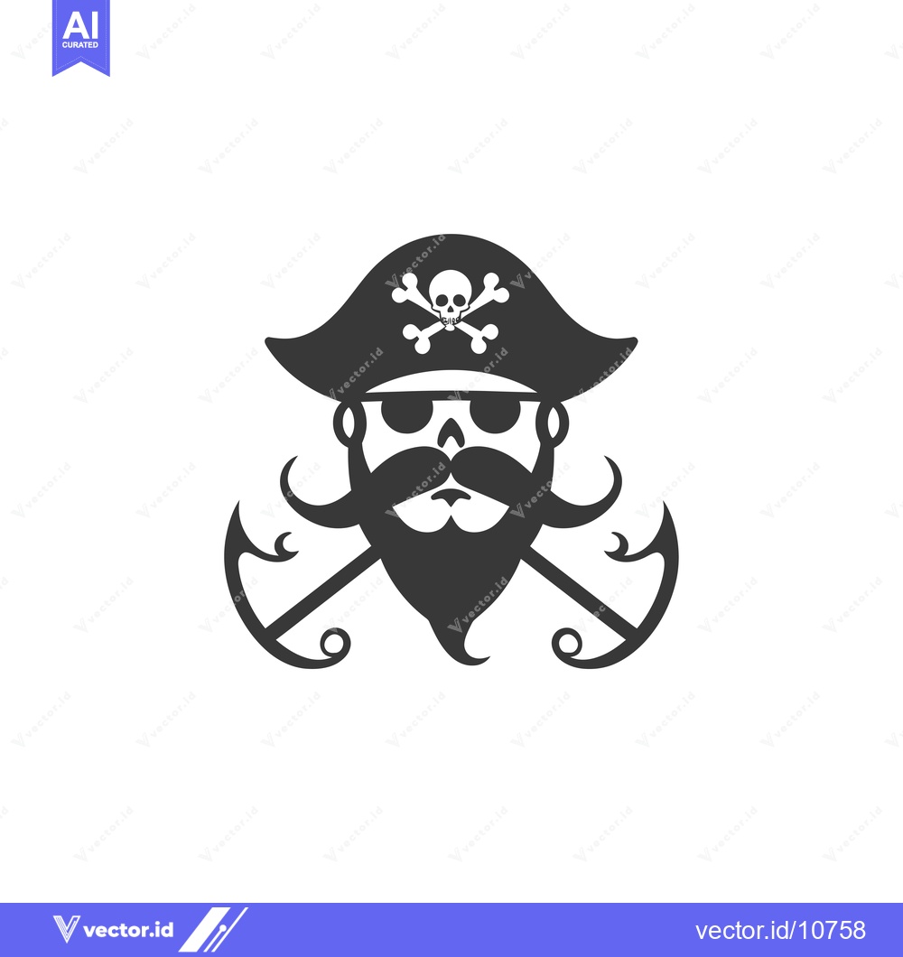 Premium Vector dari A Black and White Silhouette of a Pirate with a Skull and Crossbones H