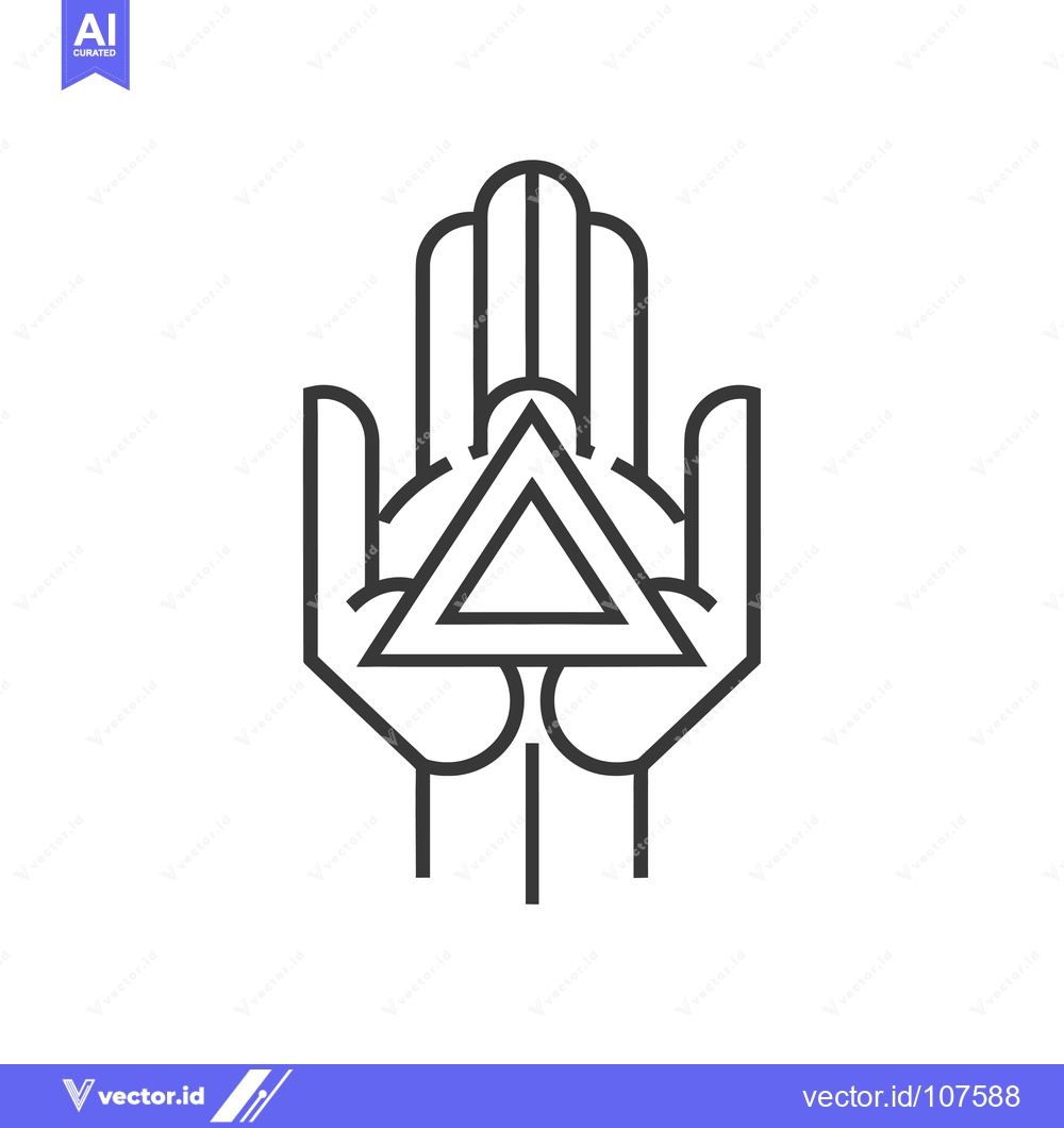 Premium Vector dari Two Hands Holding a Triangle Symbol