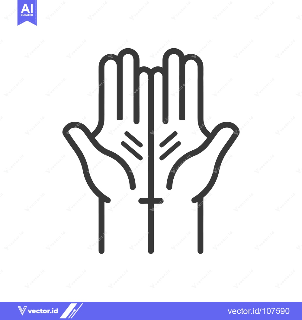 Premium Vector of Two Hands Praying with a Cross at the Center