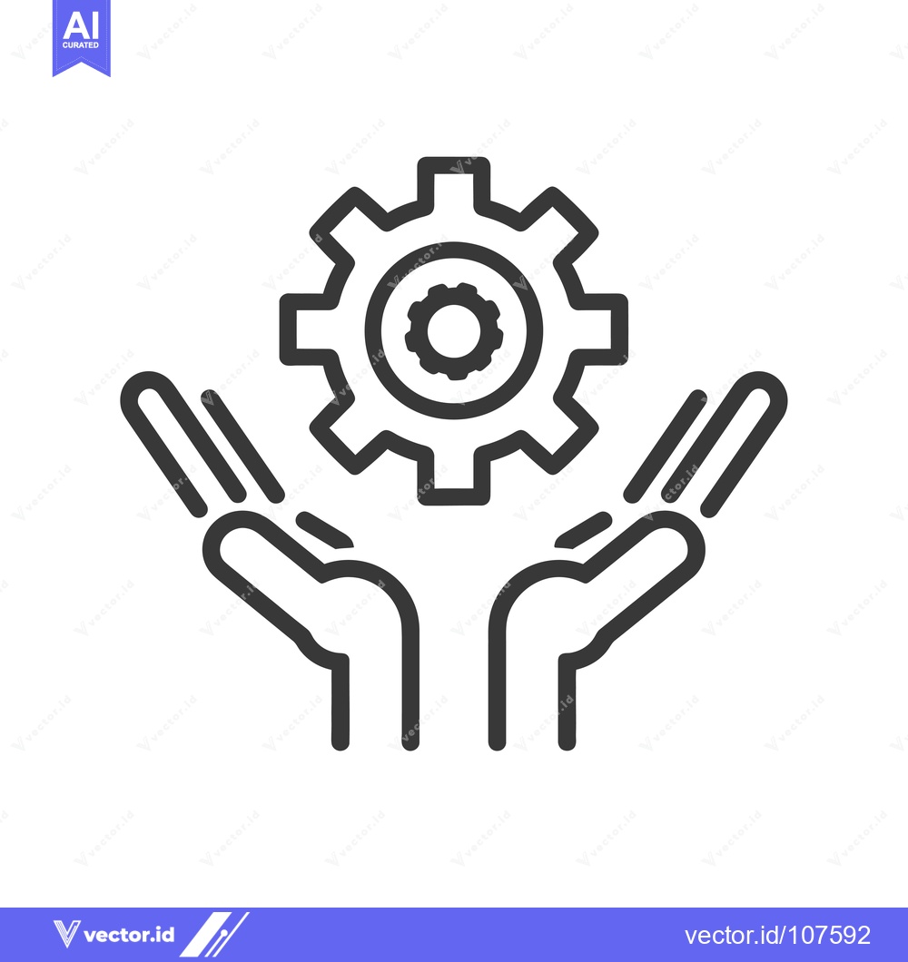 Premium Vector dari Two Hands Protecting a Gear Icon