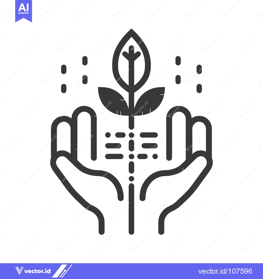 Premium Vector dari Two Hands Protecting a Growing Plant with Dots Around It