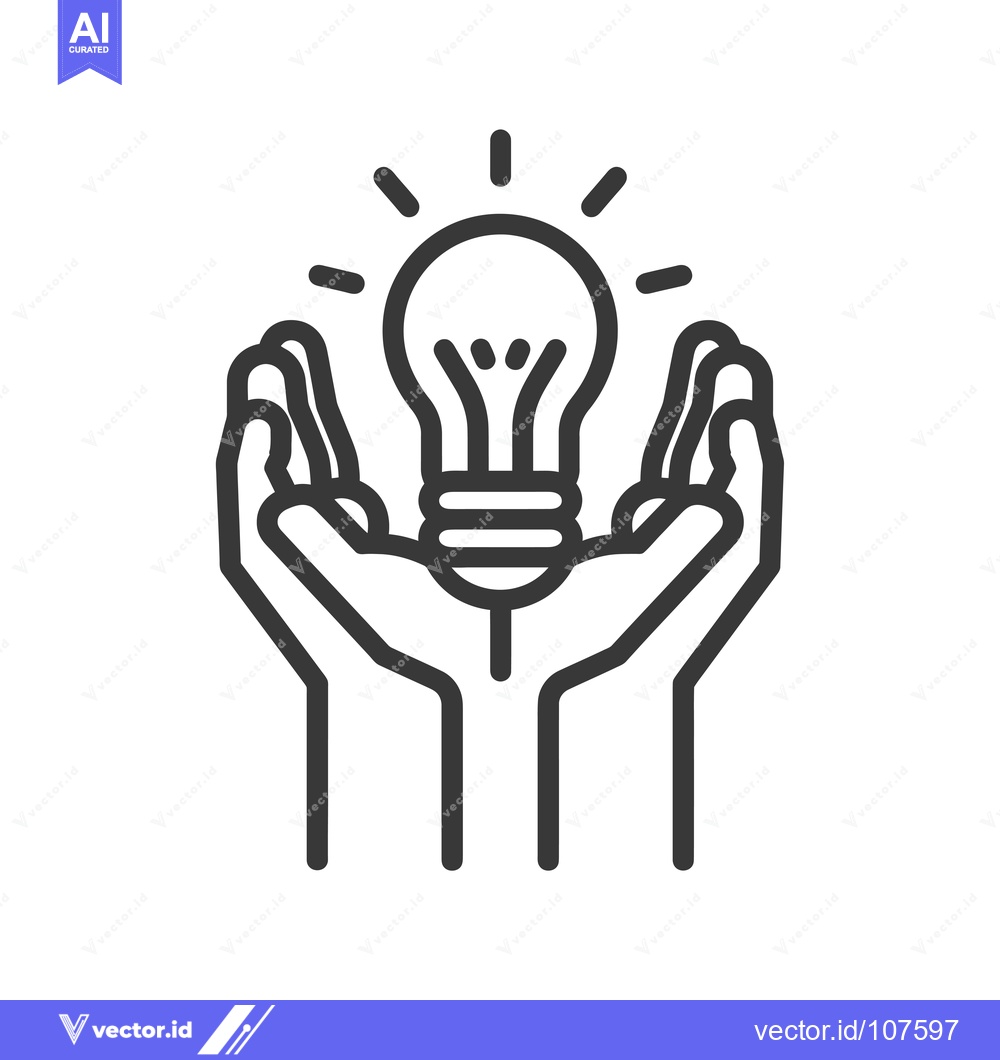 Premium Vector dari Two Hands Protecting a Lightbulb with Rays