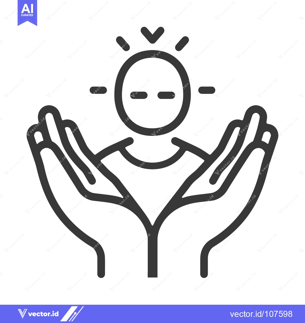 Premium Vector dari Two Hands Protecting a Person With a Lightbulb Above Their Head