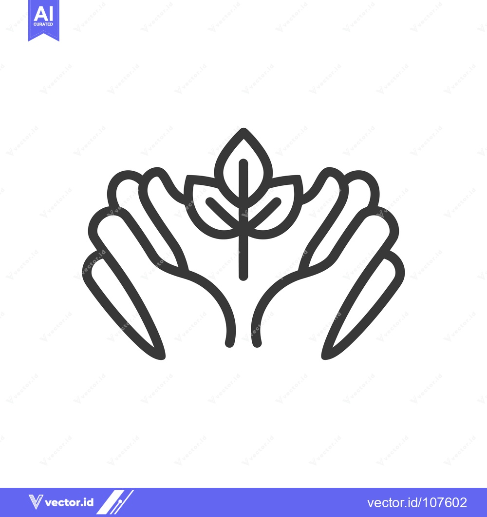 Premium Vector of Two Hands Protecting a Small Plant with Three Leaves