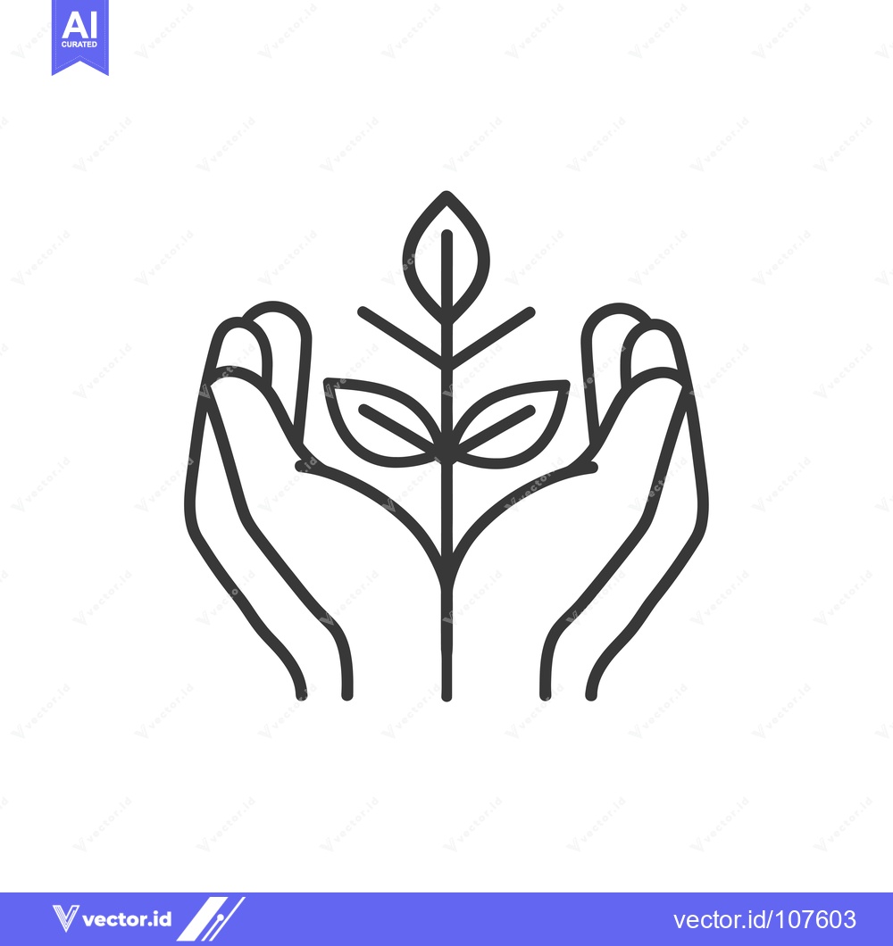 Premium Vector dari Two Hands Protecting a Small Sprout with Three Leaves