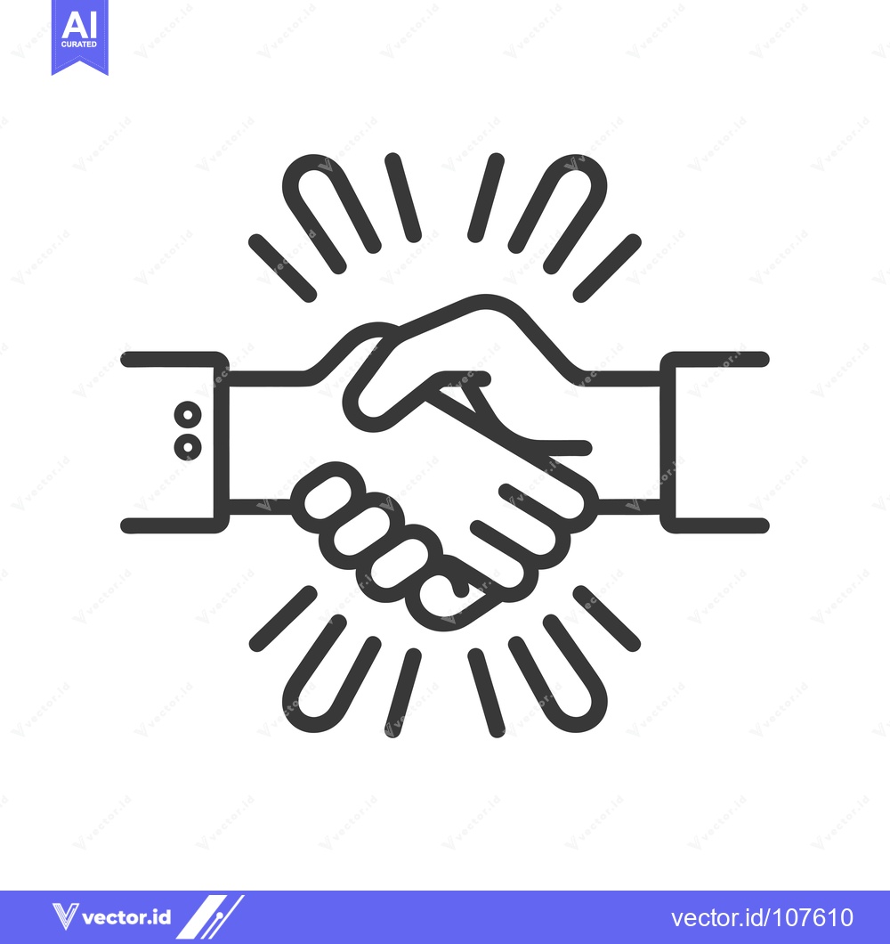 Premium Vector of Two Hands Shaking in Agreement Surrounded by Rays