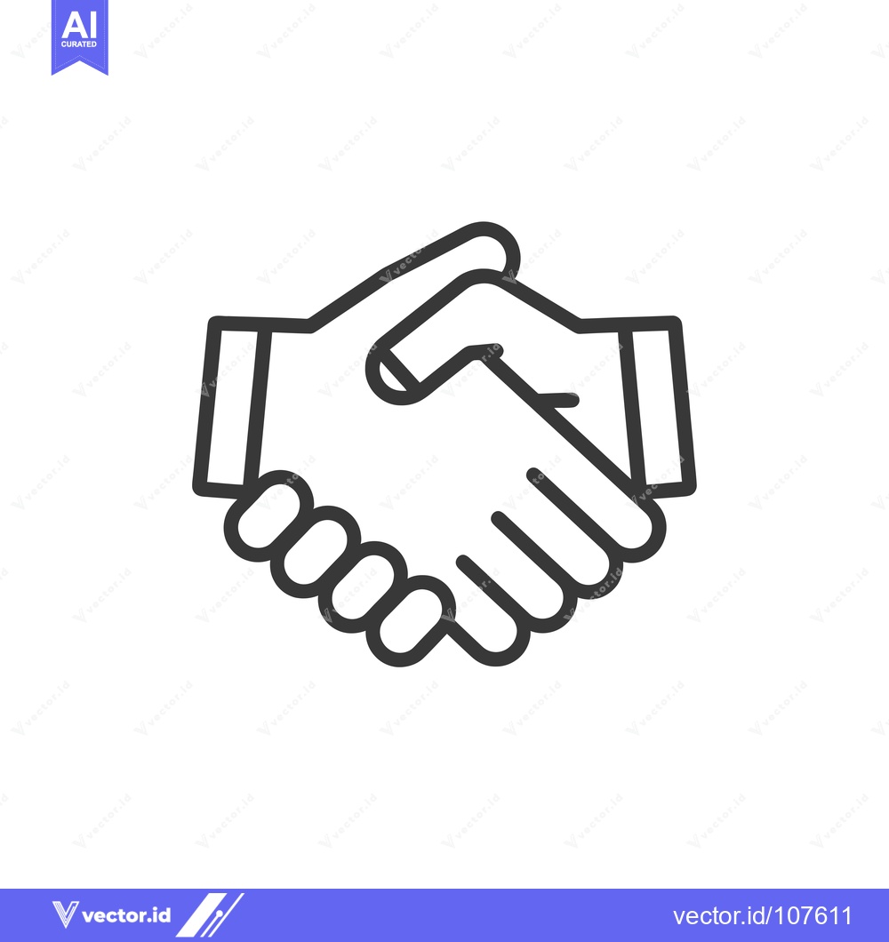 Premium Vector of Two Hands Shaking in a Simple Line Drawing