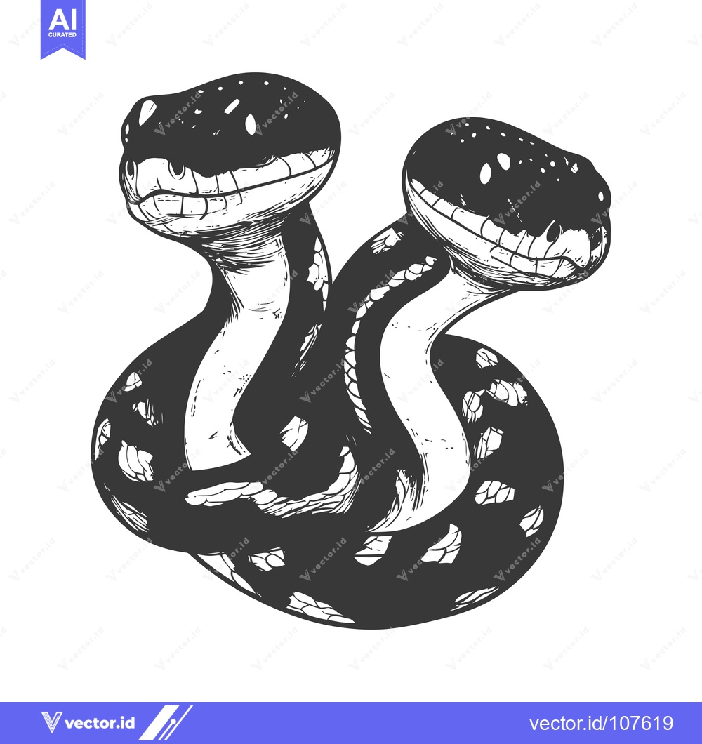 Premium Vector dari Two-Headed Snake with Black and White Scales