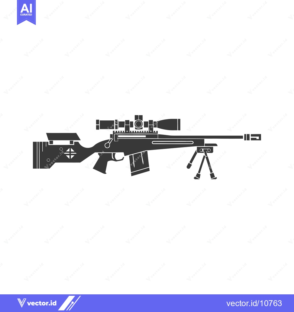 Premium Vector of A Black and White Silhouette of a Sniper Rifle with a Scope