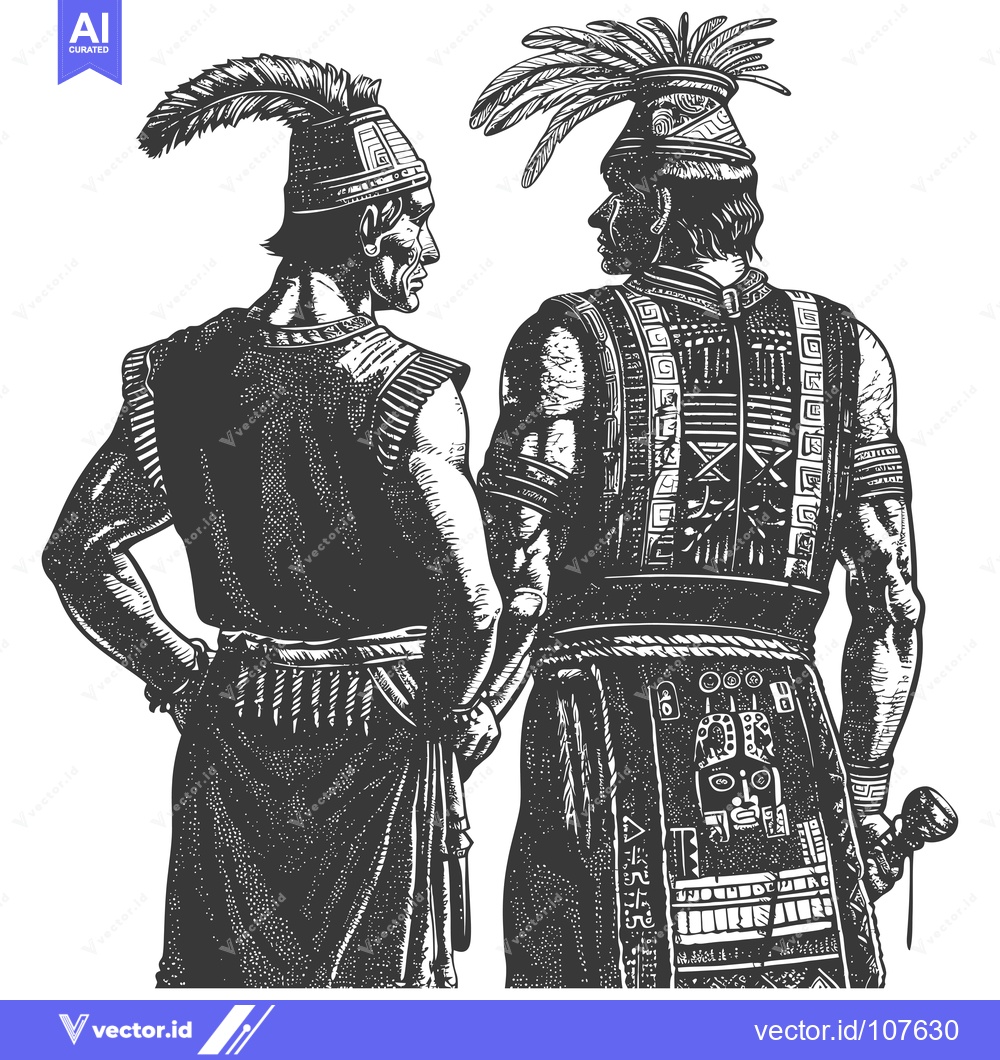 Premium Vector dari Two Indigenous Individuals in Traditional Clothing
