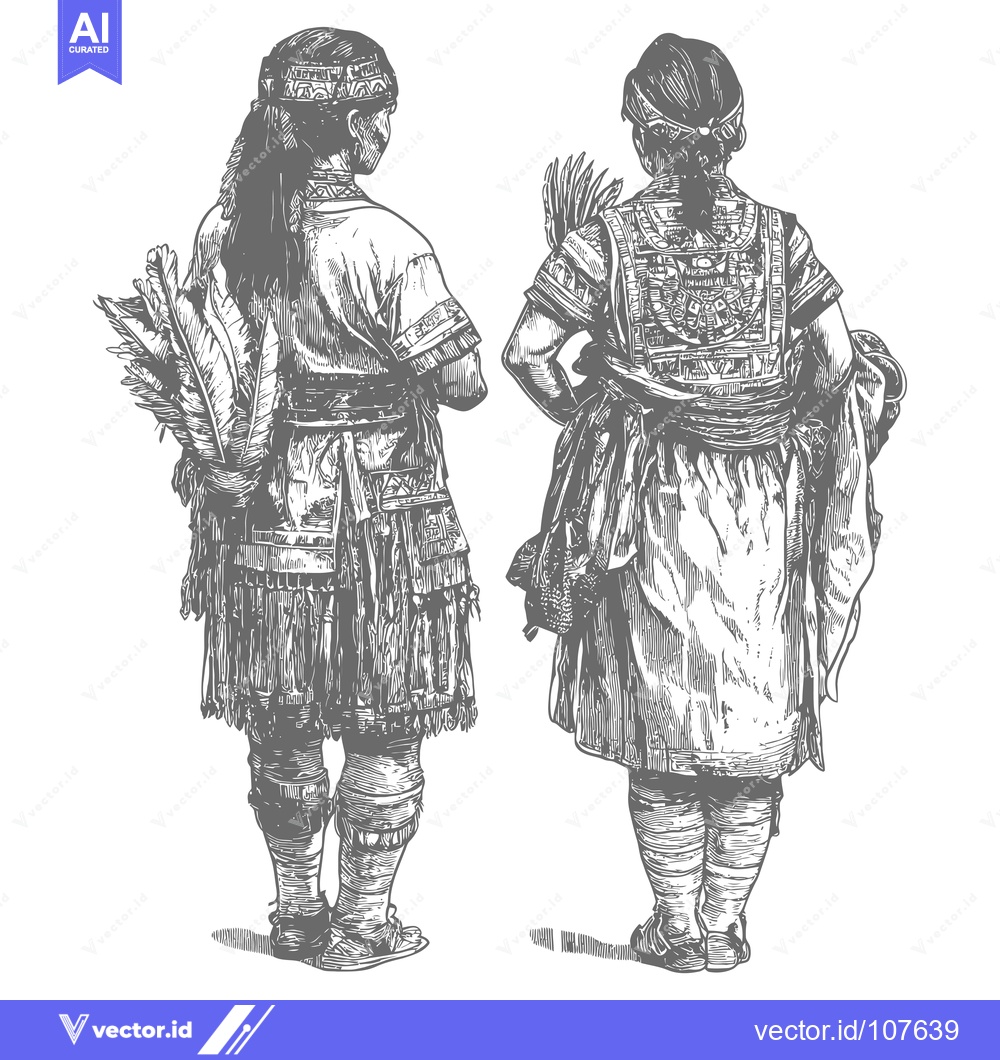 Premium Vector of Two Indigenous Women in Traditional Clothing