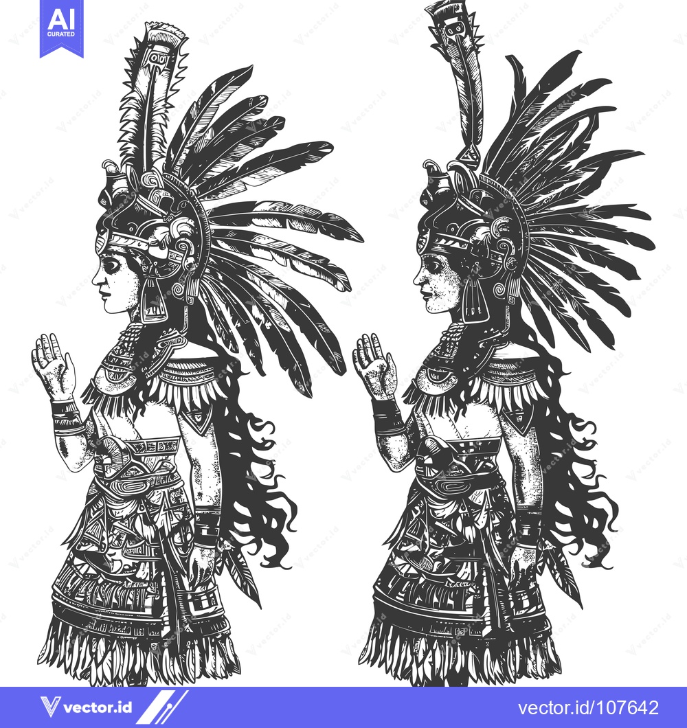 Premium Vector dari Two Indigenous Women in Traditional Headdresses and Clothing