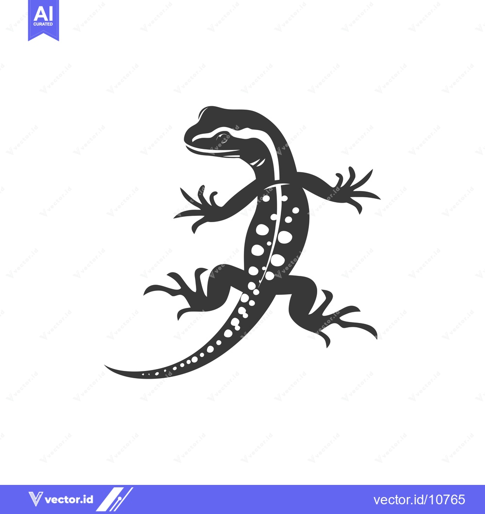 Premium Vector of A Black and White Silhouette of a Spotted Lizard