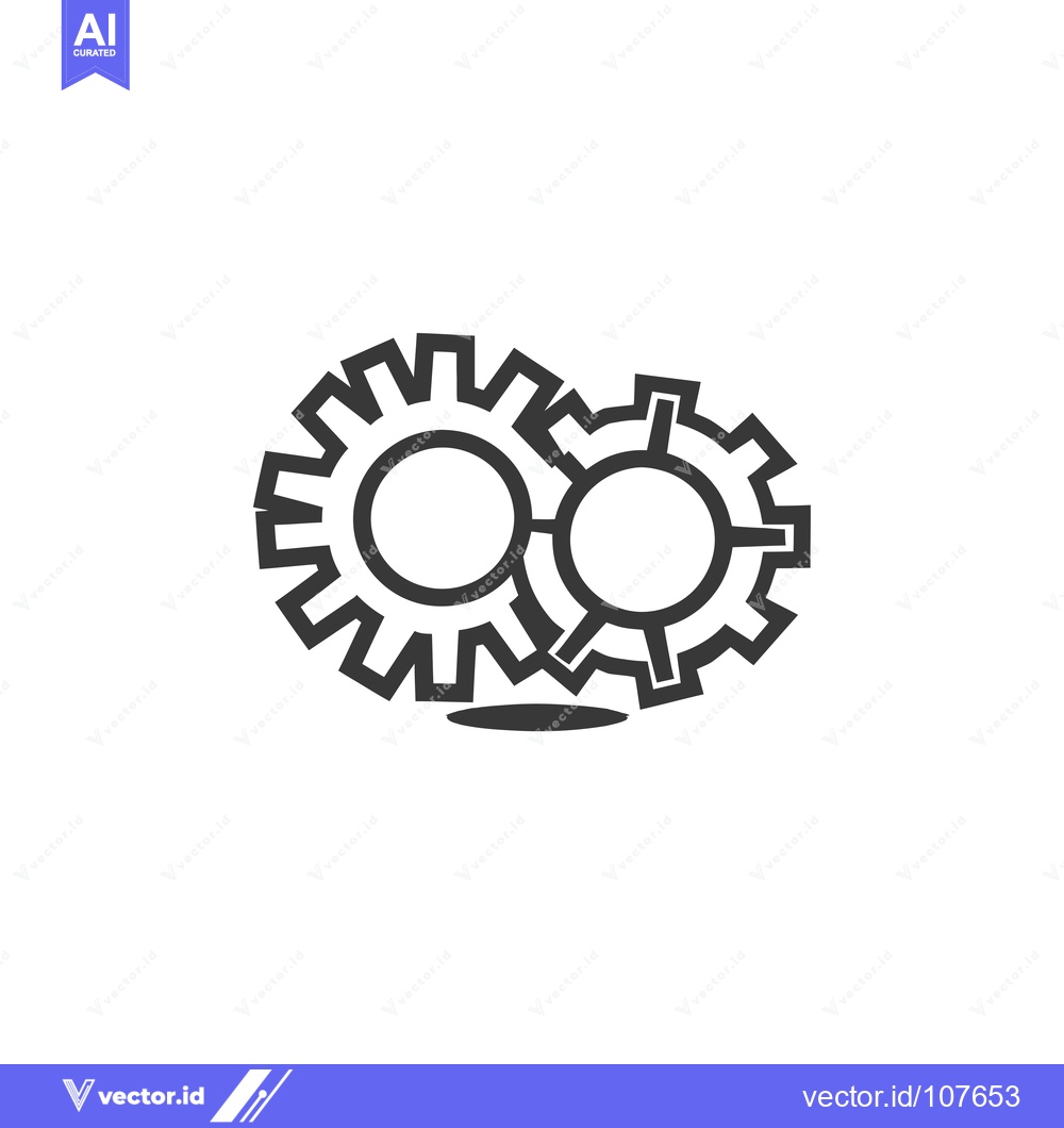 Premium Vector dari Two Interlocking Cogs with a Shadow Below