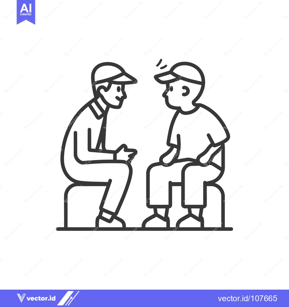 Premium Vector dari Two Men in Hats Sitting and Talking