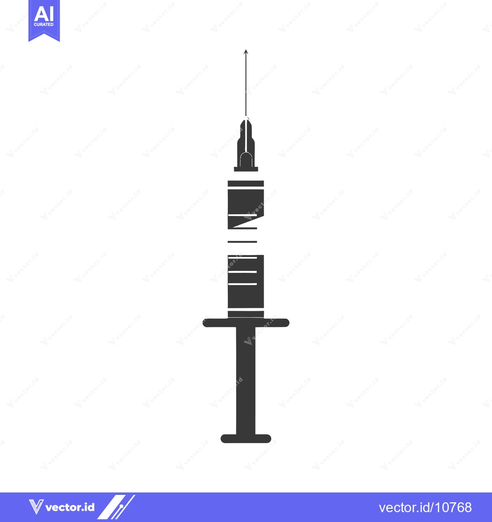 Premium Vector dari A black and white silhouette of a syringe