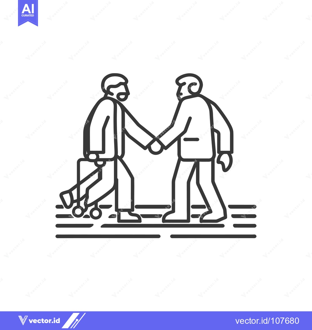 Premium Vector dari Two Men Shaking Hands, One Using a Walker