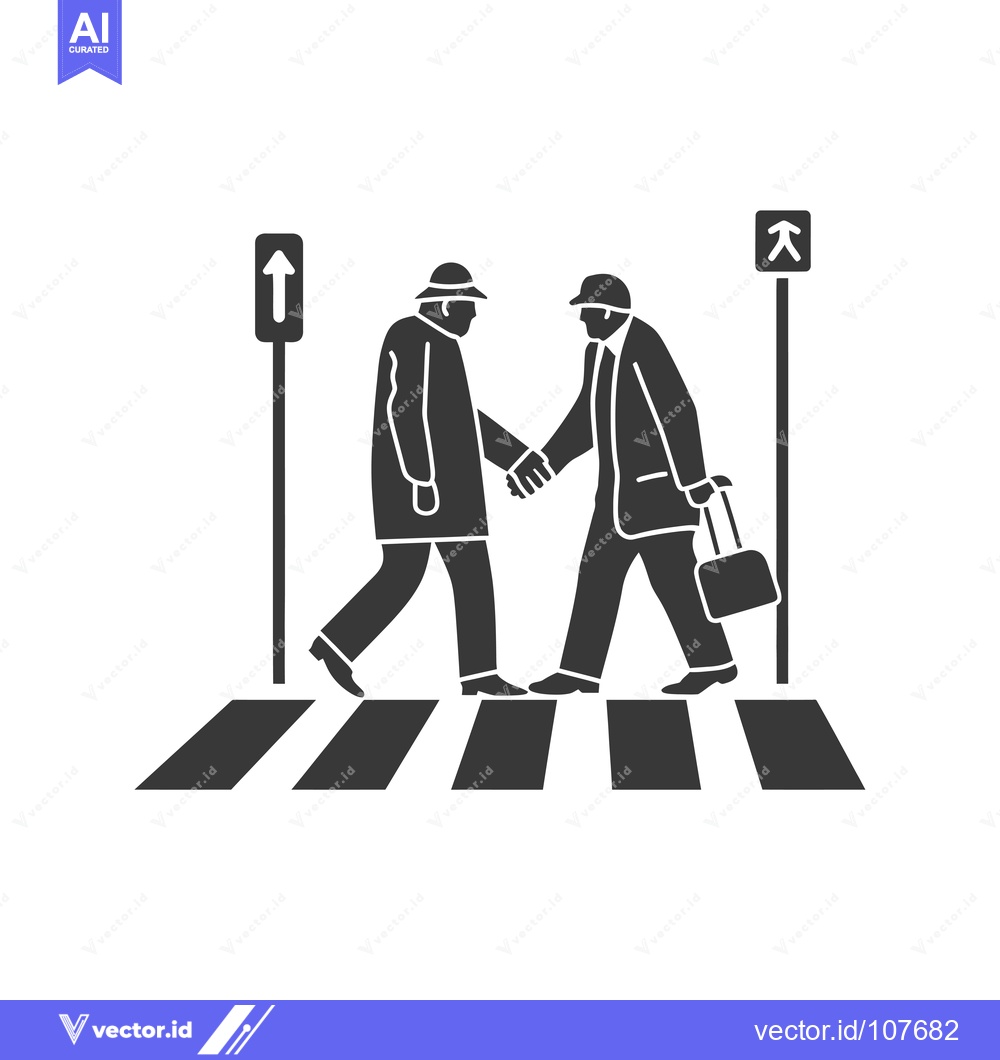Premium Vector dari Two Men Shaking Hands While Crossing a Crosswalk